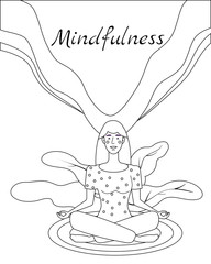 Mindfullness yoga meditation woman sit in the lotus position meditate