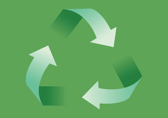 Recycle icon symbol in green background.