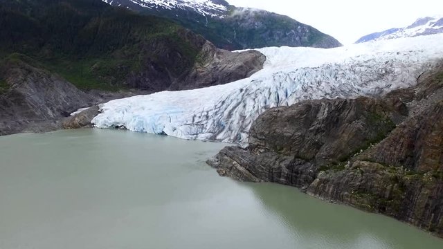 Alaska Mendenhall glacier national park drone aerial shot 2