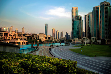 Downtown area in Dubai, View from Dubai mall.