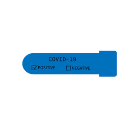Test tube with blood sample for COVID-19, Coronavirus test. Positive test result Coronavirus Covid-19. Vector illustration.
