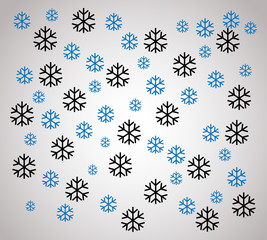 Snowflakes falling macro vector graphics, christmas snowflakes confetti falling scatter backdrop. Winter xmas snow background. Airy flakes falling and flying winter seasonal weather vector.snowflakes