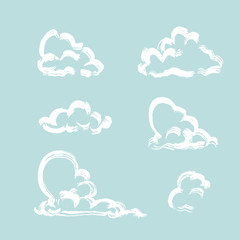 weather vector set. Clouds painted by brushes. 