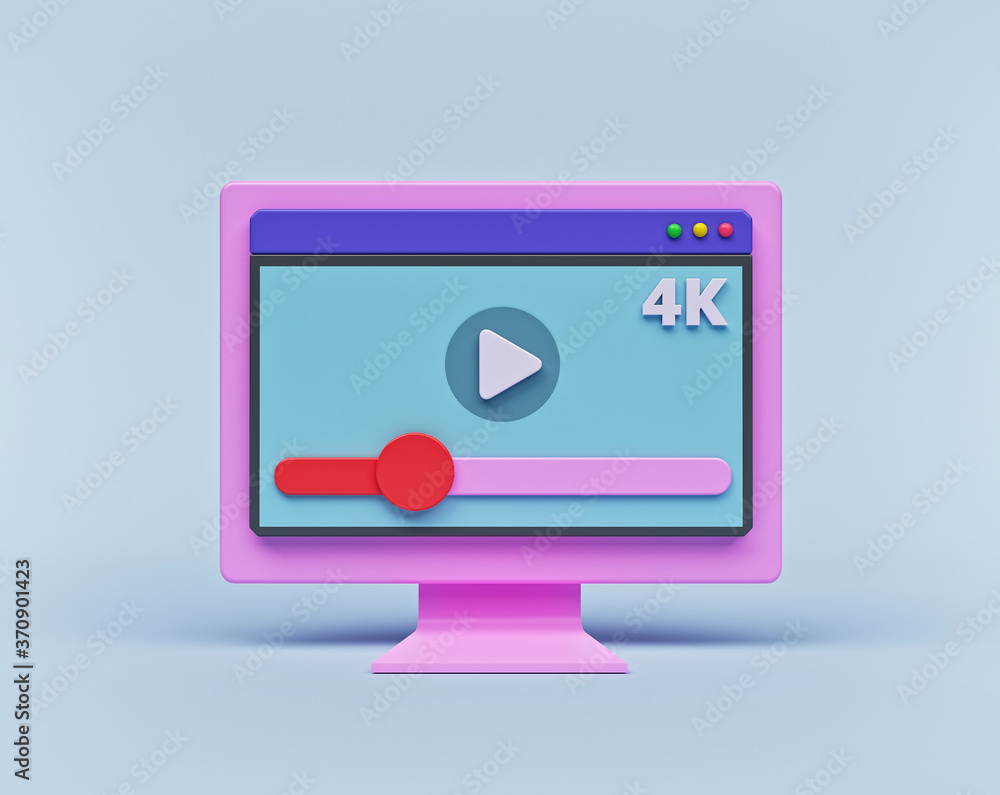 Poster minimal video playback concept. 3d rendering