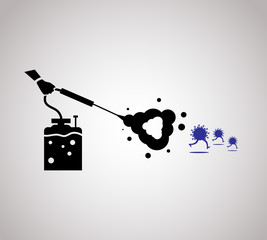 Spraying Anti-Bacterial Sanitizer Spray icon,Sanitizer Dispenser icon, infection control concept. Sanitizer to prevent colds, virus, Coronavirus, flu. Spray bottle. Alcohol spray icon. 