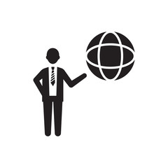 Fototapeta premium Global Communication icon black vector illustration