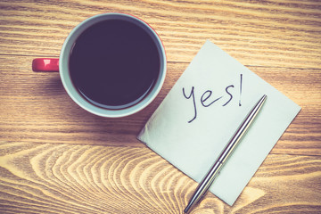Romantic message written on napkin