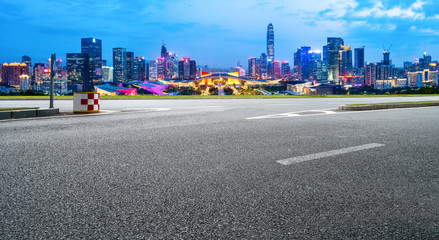 Naklejka premium city road through modern buildings in China