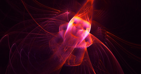 3D rendering abstract red fractal light background