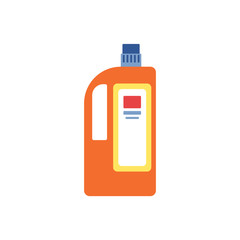 Template of orange plastic bottle or container with liquid detergent for cleaning the home.
