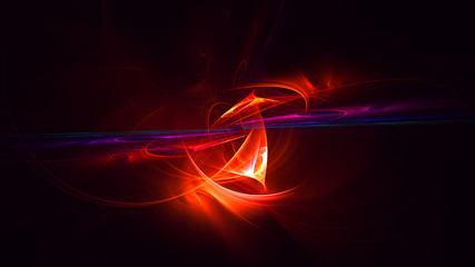 3D rendering abstract red fractal light background