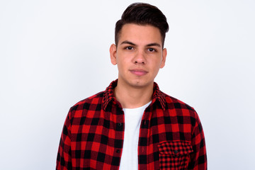 Portrait of young handsome multi ethnic hipster man