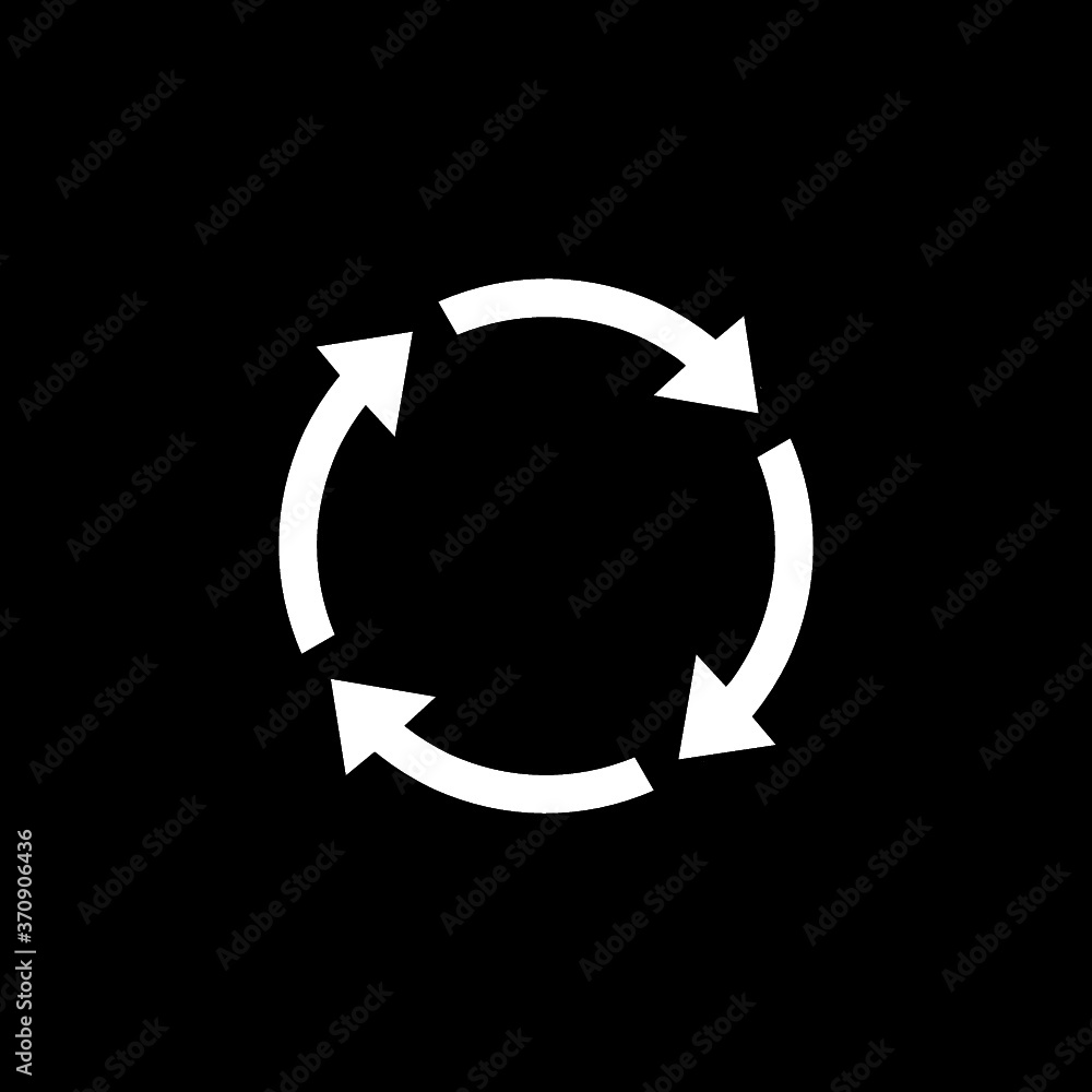 Poster rotate arrow and spinning loading symbol isolated on dark background