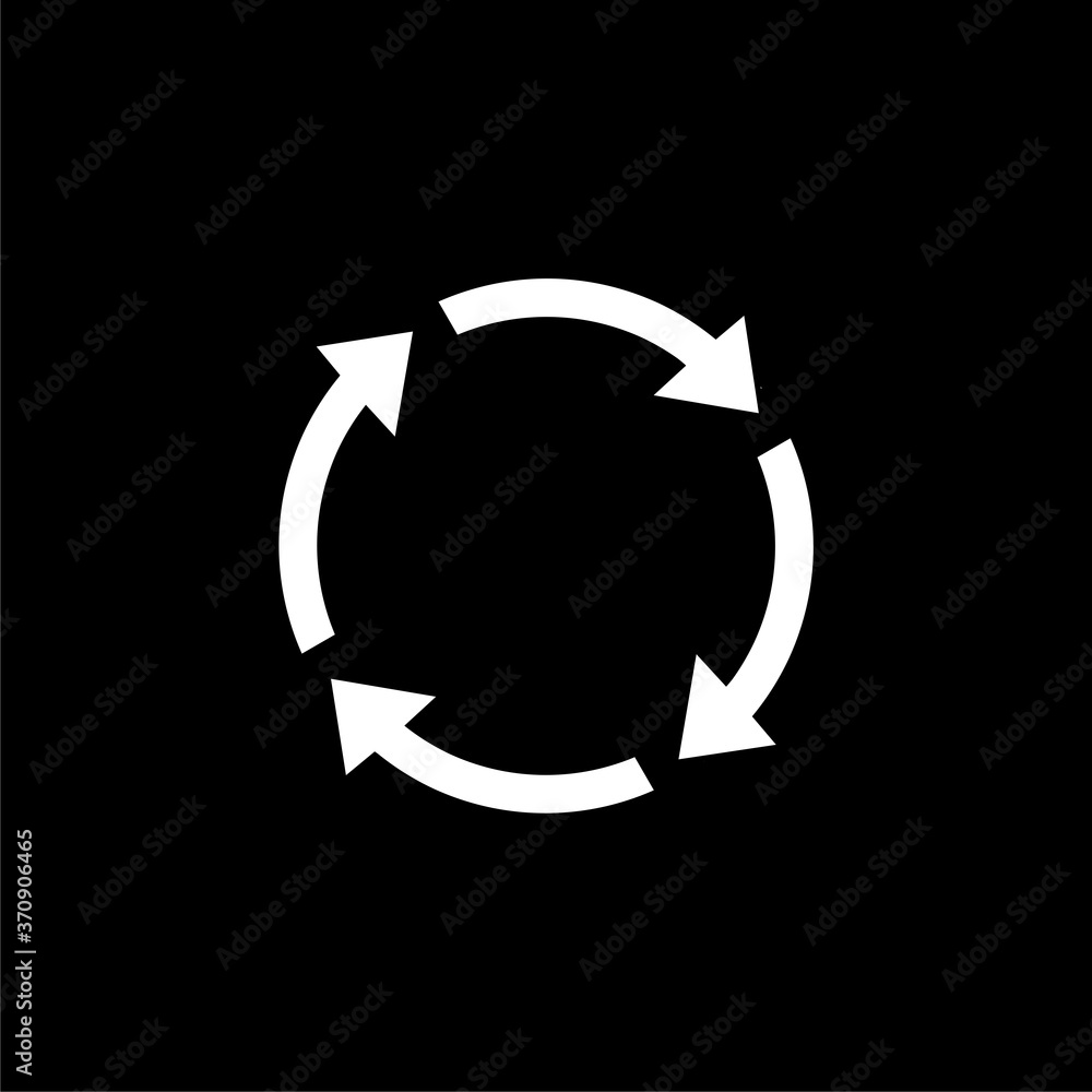Poster rotate arrow and spinning loading symbol isolated on dark background