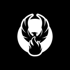 Phoenix bird fire logo icon isolated on dark background