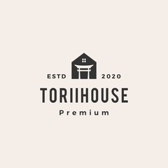 torii house hipster vintage logo vector icon illustration