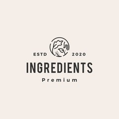 ingredients hipster vintage logo vector icon illustration