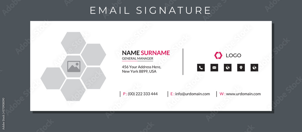 Wall mural email signature with an author photo place minimal layout
