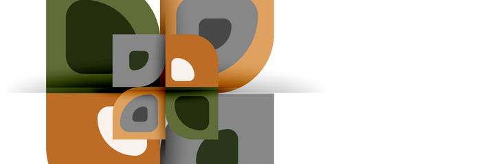 Fototapeta premium Set of vector modern geometric abstract backgrounds with repeating abstract round shapes patterns and shadow effects