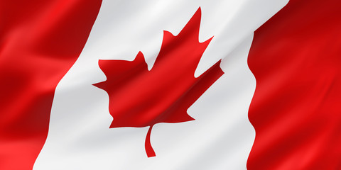 National Fabric Wave Closeup Flag of Canada