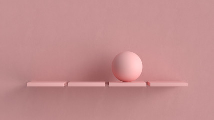 3d render of background with geometry and shelves. Minimal interior piece. Soft shadows.