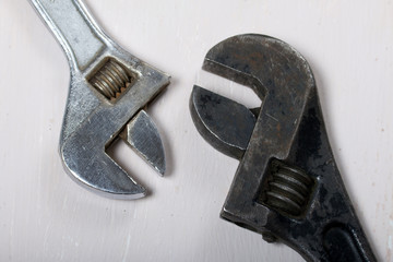 Two adjustable wrenches. On white background.