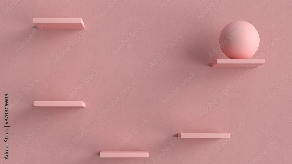 Poster 3d render of background with geometry and shelves. minimal interior piece. soft shadows.