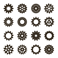 Set of gears on a white background. Vector collection of icons.