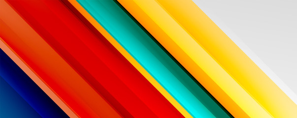 Geometric abstract backgrounds with shadow lines, modern forms, rectangles, squares and fluid gradients. Bright colorful stripes cool backdrops