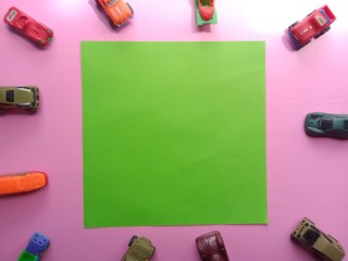 Top View Flat Lay Toys Car Photo Background Photo