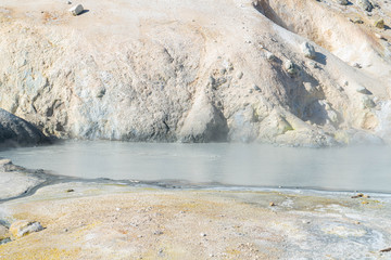 Lassen Volcanic National Park. Rocky trail with grand vistas descends to a boardwalk through Lassen's largest hydrothermal area. Trailhead at Bumpass Hell Parking area.
