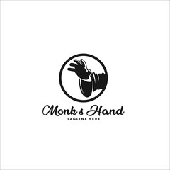 monk hand logo design silhouette icon