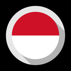 round icon with indonesia flag, isolated on black background