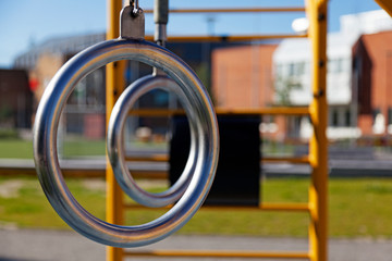 Roman rings at an outdoor gym in Skelleftea