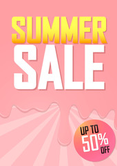 Summer Sale, up to 50% off, poster design template, extra season deal, vector illustration