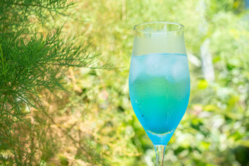 ガーデンテラスのランチタイム/冷たいブルーのソーダ・カクテル