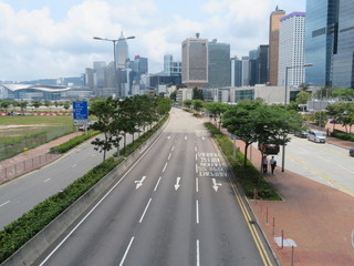 Empty Road in Downtown Hong Kong