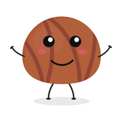 Cute flat cartoon chocolate ball illustration. Vector illustration of cute chocolate ball with a smiling expression.	