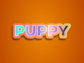 3D Popup Text Effect Blue Lemon Puppy Colour