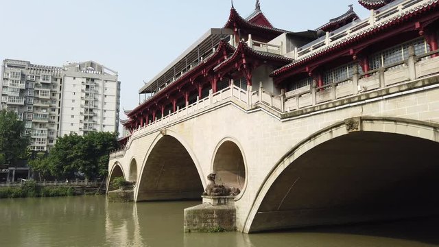 Chengdu Anshun and JinJiang river on a sunny day, Sichuan province, China