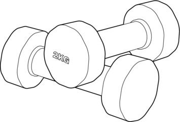A vector line art illustration of a set of dumbbells