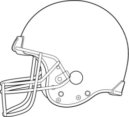 A vector line art illustration of a football helmet