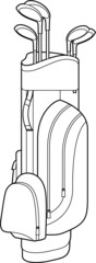 A vector line art illustration of a golf caddy