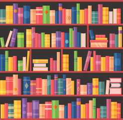 Bookcase or bookshelf, books library or bookstore