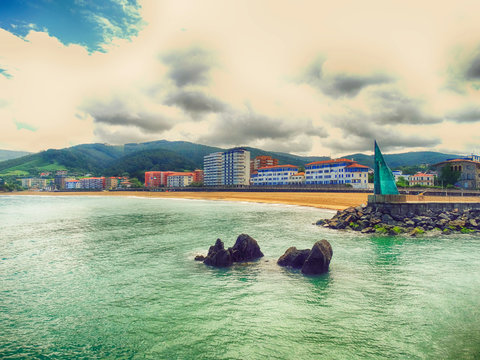 Bakio village and beach in Basque Country Spain