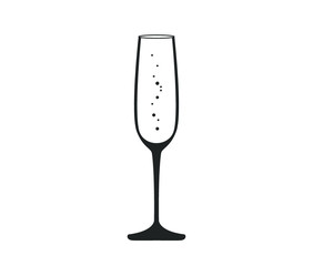 Champagne glass vector. Champagne glass icon. Champagne icon.  Wine glass. Sparkling wine vector illustration. 