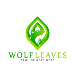 Abstract Wolf Leaves Company Modern Logos Design Vector Illustration Template