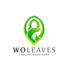 Abstract Wolf Leaves Wild Modern Logos Design Vector Illustration Template