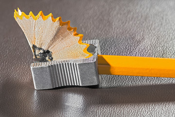 Sharpener pencil with shavings
