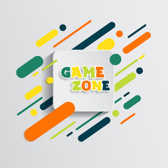 Kids zone entertainment banner. Colorful letters for children's playroom decoration. Sign for children's game room. Kids zone and party room area design.